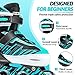 ECOO Adjustable Inline Skates Boys and Girls with Light up Wheels，Roller Skates for Kids Ages 4-12, Teen Skates for Beginner Outdoor and Indoor (Cyan, Medium-Big Kids（13j-3 US）)