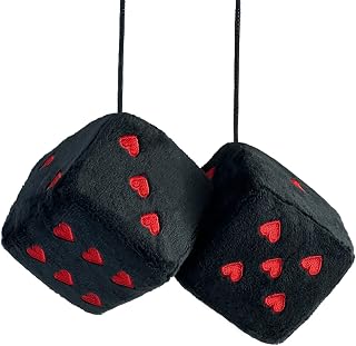 Pair 3 inch fuzzy dice with heart design image