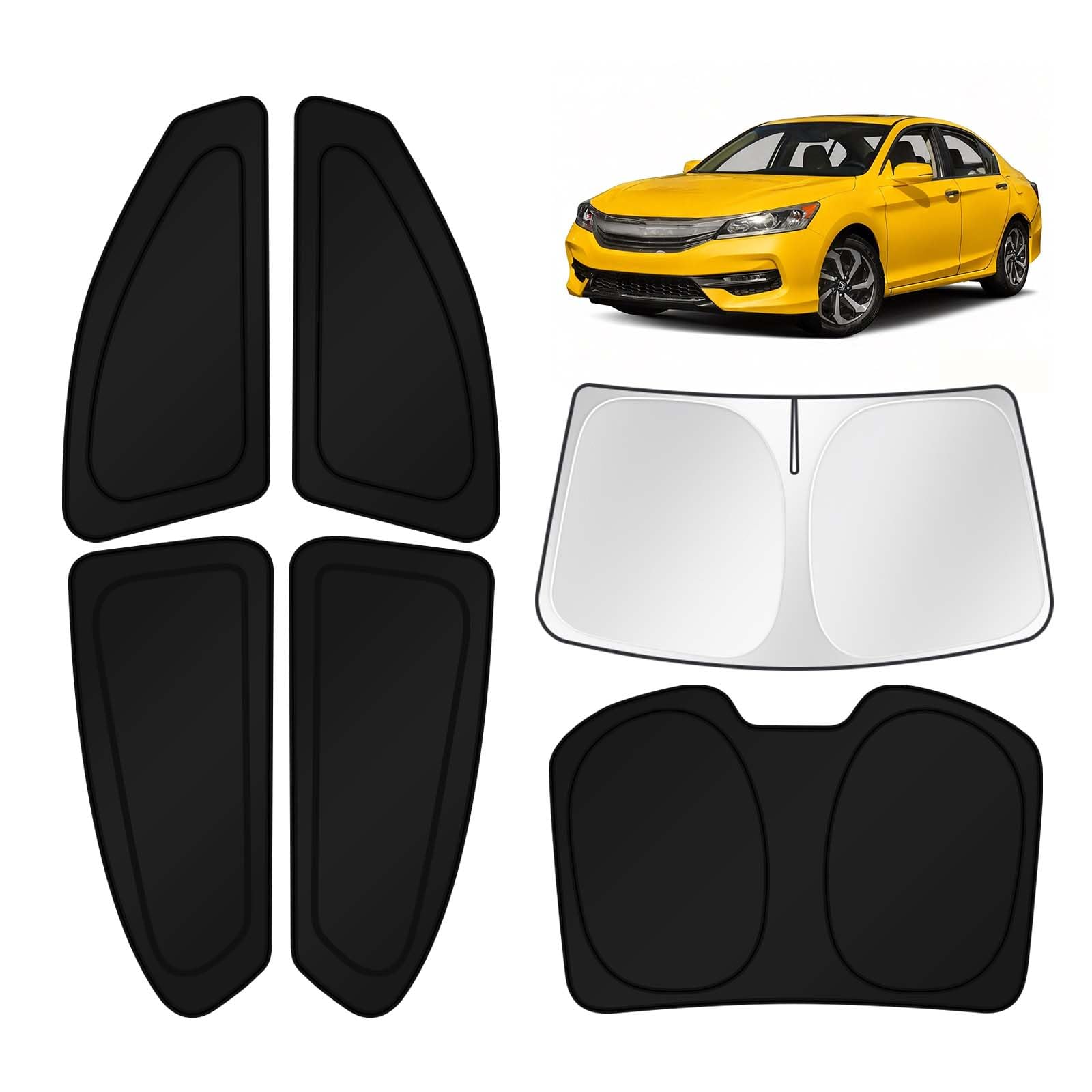 KUST Car Window Shades for 2013-2017 Honda Accord Accessories Windshield Sun Shade Side Rear Window Covers Sunshade Privacy Protection for Camping Blackout UV Block Full Set 6PCS