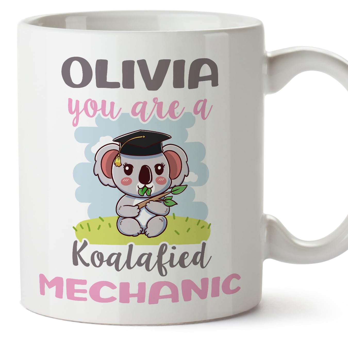MUGFFINS Personalised Mug for Mechanic Woman - in English - Custom Koalafied - Funny Custom Gift for Colleagues - Ceramic 11oz Mug — image 1