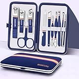 Rich Bunny Professional Nail Clippers Set, 11PCS Stainless Steel Manicure Set with Compact Travel Case - Nail Care Tools for Men & Women, Pedicure & Grooming Nail Kit for Home or Travel (Royal Blue)