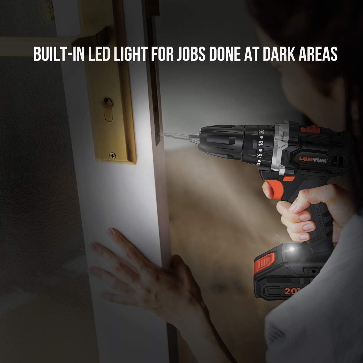 Prоduсt Dеаl LOMVUM 20V Brushless Cordless Drill Battery Powered 2 Speeds, 24 Accessories, Max Torque 38Nm Self-Tightening Chuck 10mm Drill (2Battery)