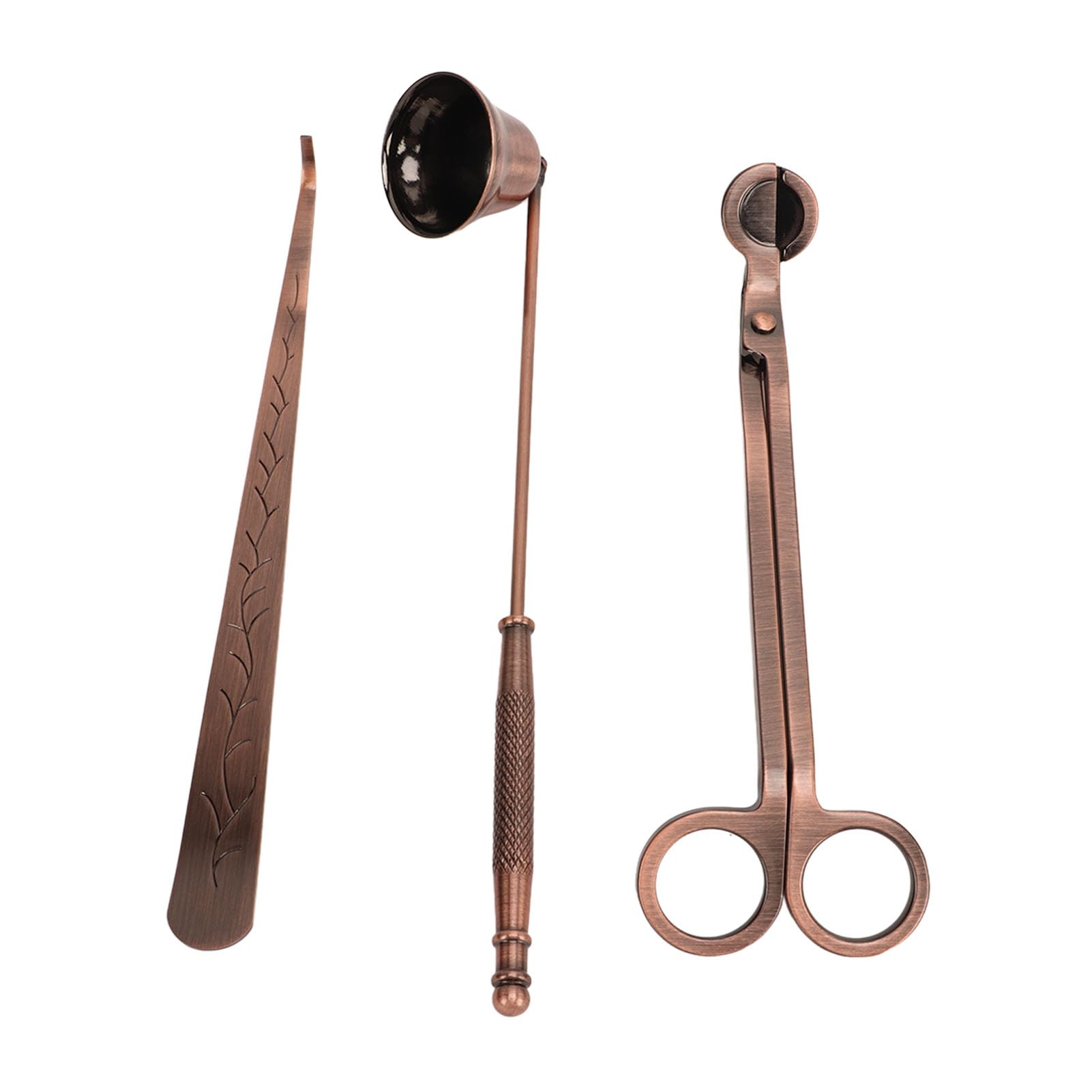 Saluaqui 3 in 1 Candle Accessory Set with Candle Wick Trimmer Cutter, Snuffer, Dipper, Bronze Candle Care Kit, Stainless Steel Care Kit Bronze Scented Candles Trimmer Set