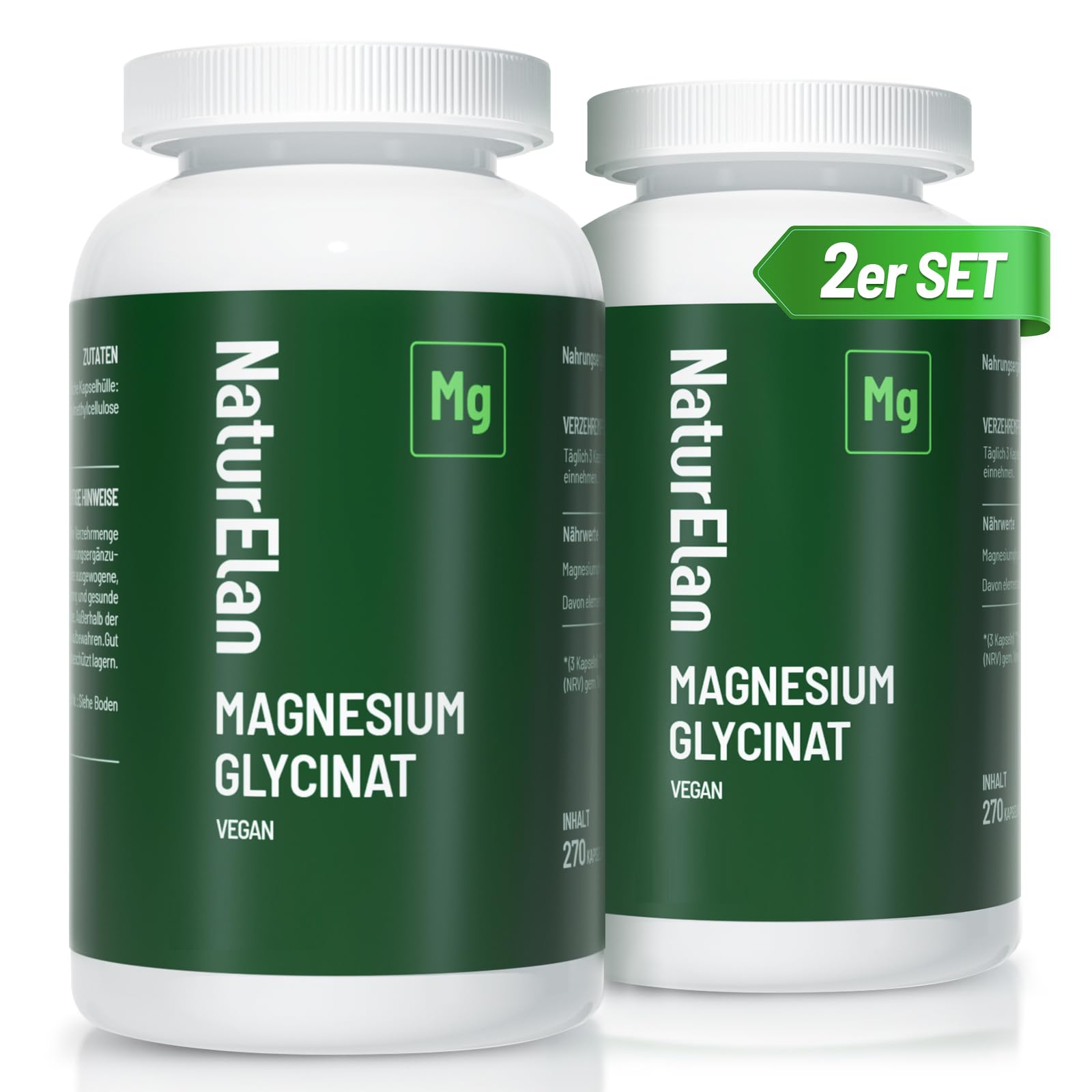 Magnesium Glycinat Hochdosiert Kapseln - 540 Kapseln, 300mg Magnesium pro Tagesdosis, Vegan, Premium: Chelatiertes Magnesiumbisglycinat, hochdosiert