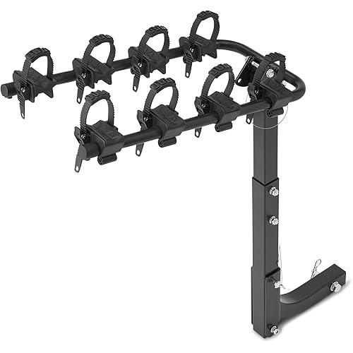 Amazon Basics 4-Bike Hitch Rack with 2" Hitch for Car, SUV and Truck, Foldable Steel Frame with Anti-Rattle Design