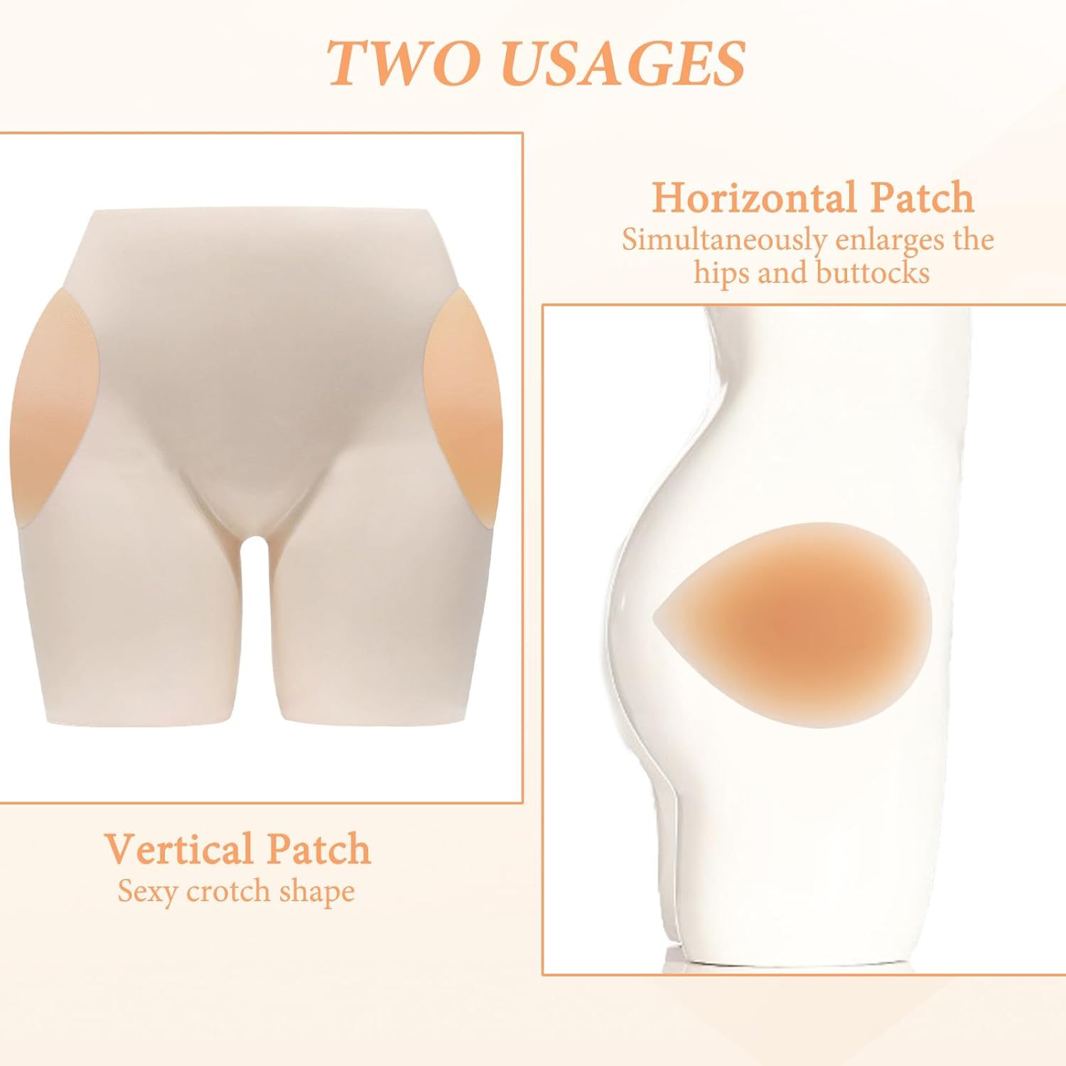 Hip Dip Pads, Silicone Butt Pads for Women, Reusable Hip Enhancer Shapewear, Self-Adhesive Butt Pad for an Instant Hourglass Figure(Skin Color) - Image 6