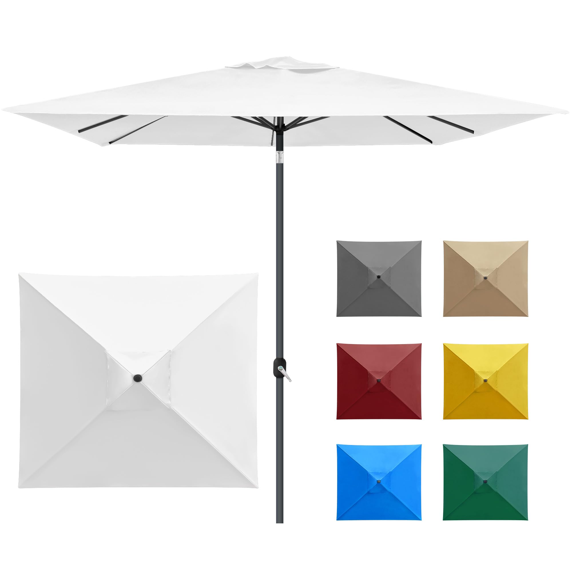paramondo Interpara Parasol Pour Jardin Balcon Et Terrasse, Pliable, Avec Manivelle, Carré 3 x 3m / Blanc/Armature (Anthracite)