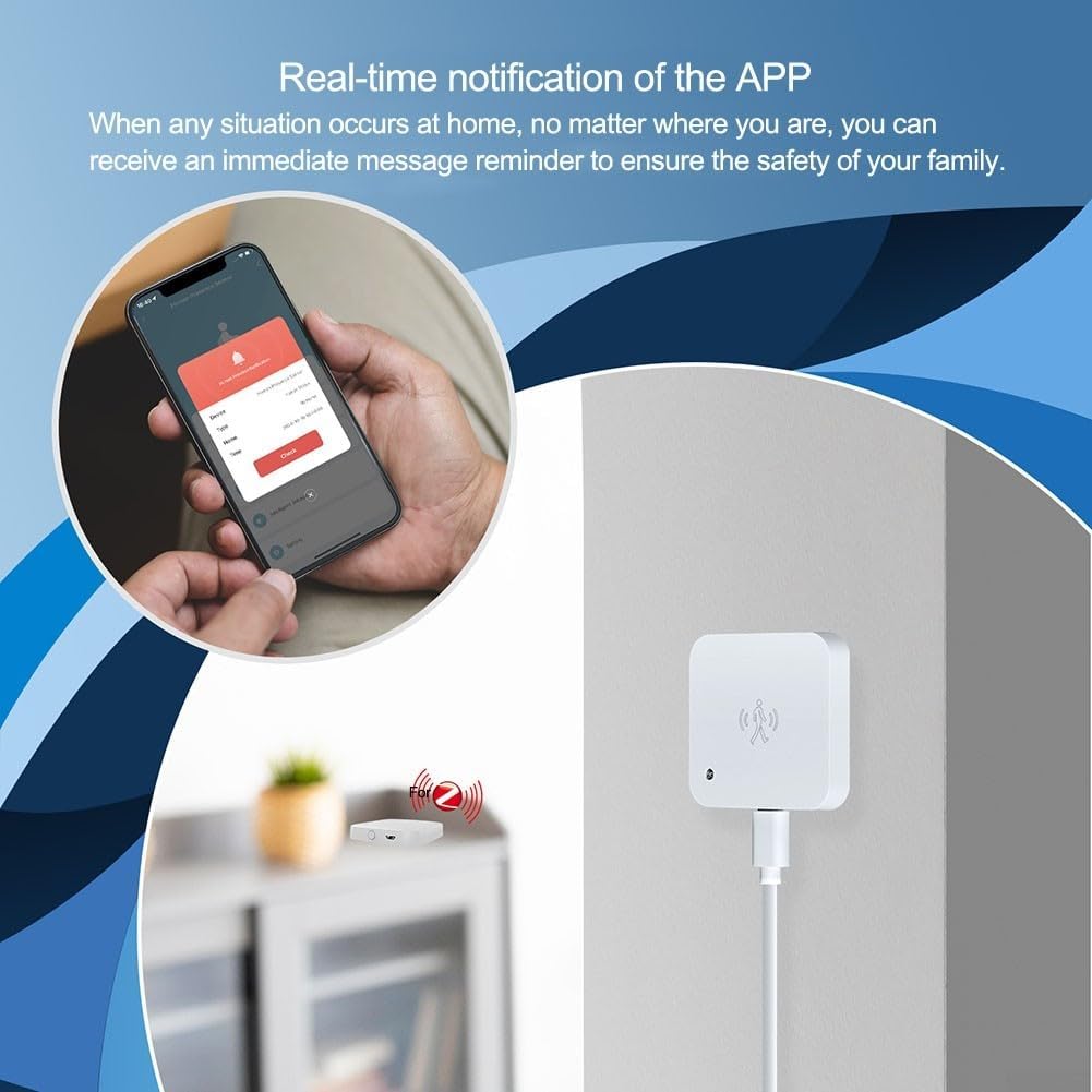 Sensor de Movimiento Inteligente para Interiores con Detector de Movimiento y notificaciones por aplicación, grabación de alarmas para la Seguridad del hogar (WiFi)