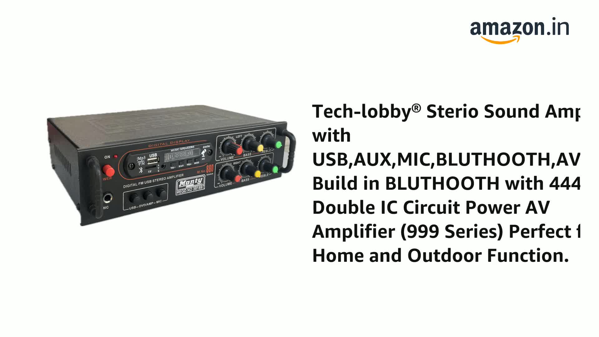 Tech-lobby® Sterio Sound Amplifier with USB,AUX,MIC,BLUTHOOTH,AV