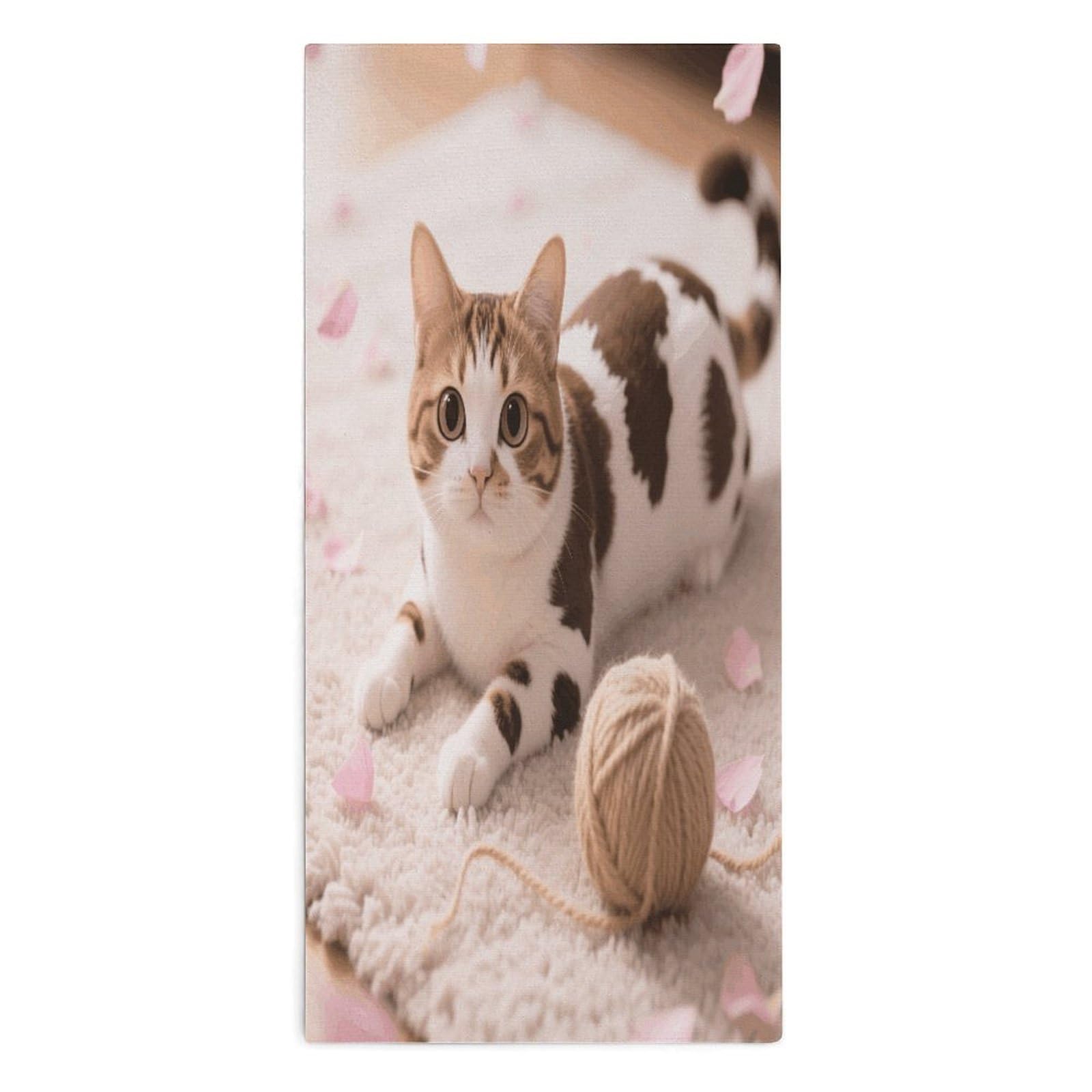 YUXBVKRS Cute Cow Cat Hand Towels for Bathroom 14x29 Inch