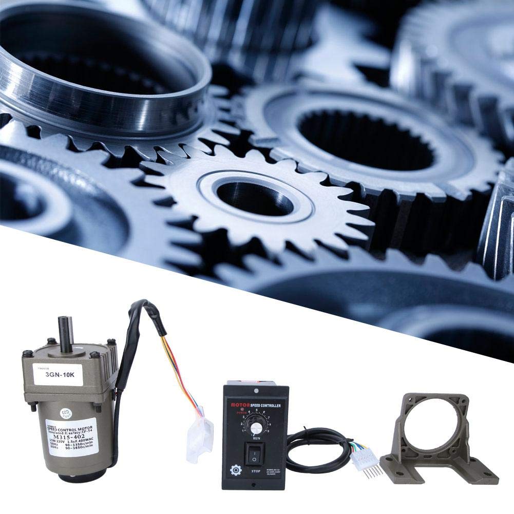 Bewinner Motor de Engranaje Reversible M315-402 AC 220V, Motor asíncrono monofásico 10K / 20K / 50K / 100K, 4 Polos Motor eléctrico Reversible de Velocidad Ajustable de 15 vatios(10K)