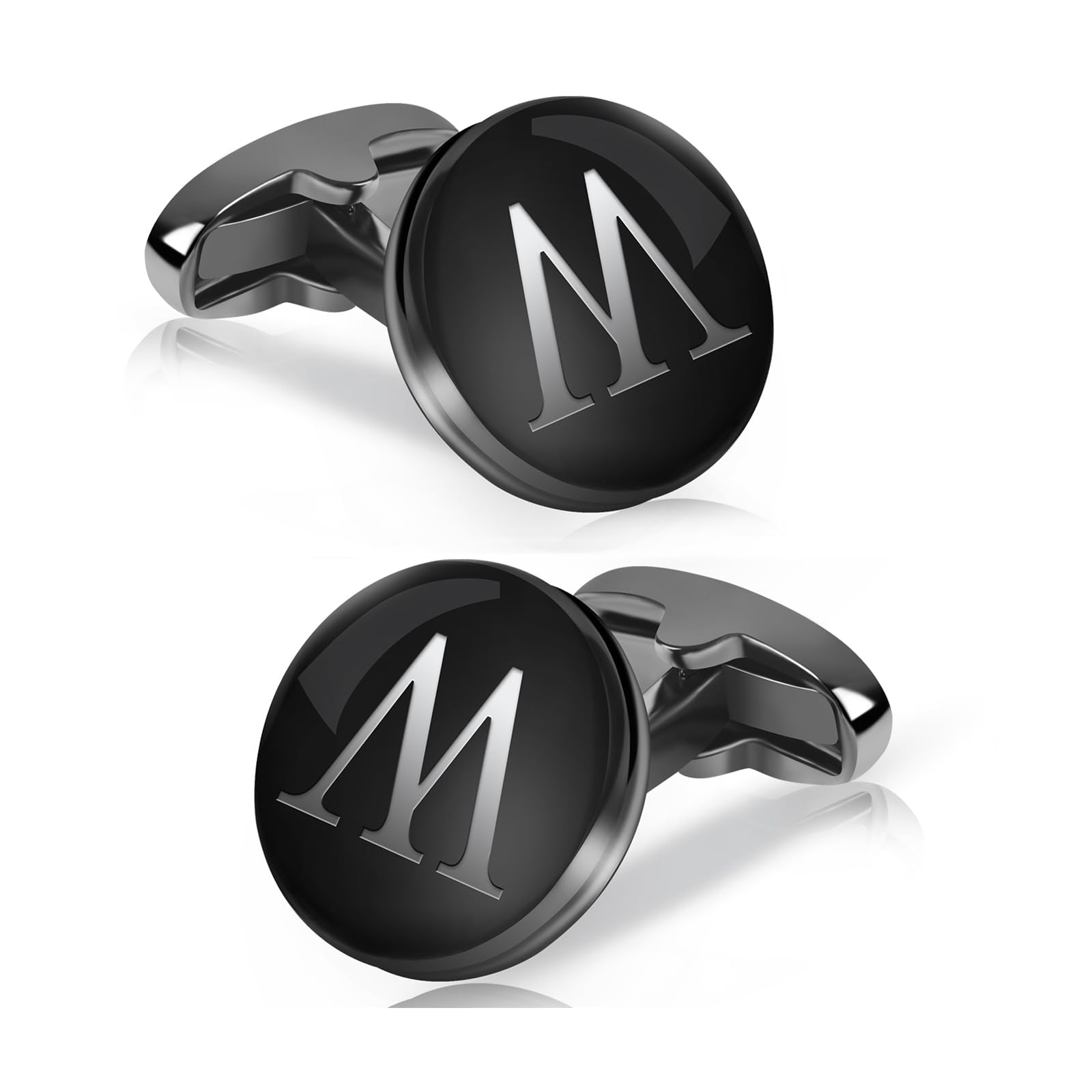 Initial Cufflinks for Men Personalized Black Cuff Links 26 Alphabet Letter A-Z Suit Accessories Gift for Wedding Business Formal Occasions