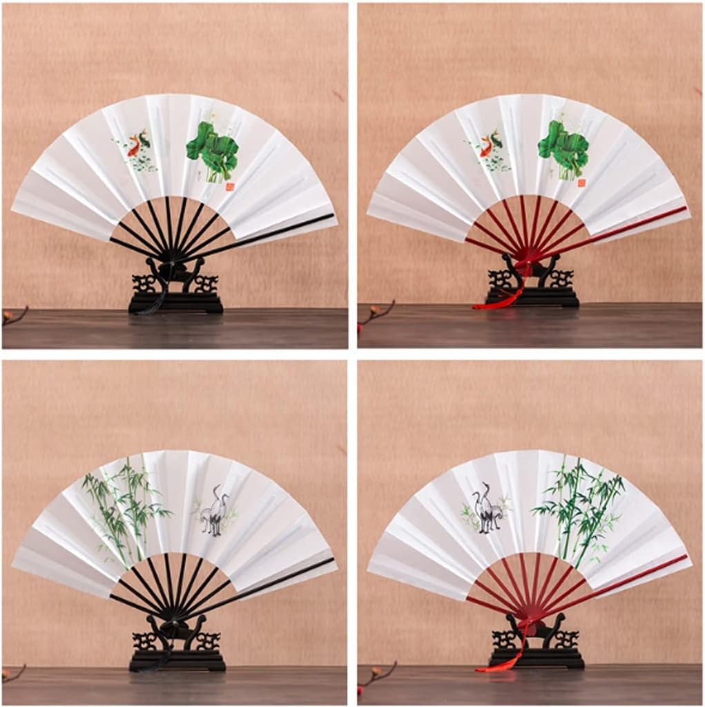 Folding Fan Decor Ancient Ink Painting Handheld Fans，Hand Held Silk Folding Fans with Bamboo Frame for Decorations Dance Festival Party Gift Portable Folding Fan fan ( Color : Black , Size : Grey )