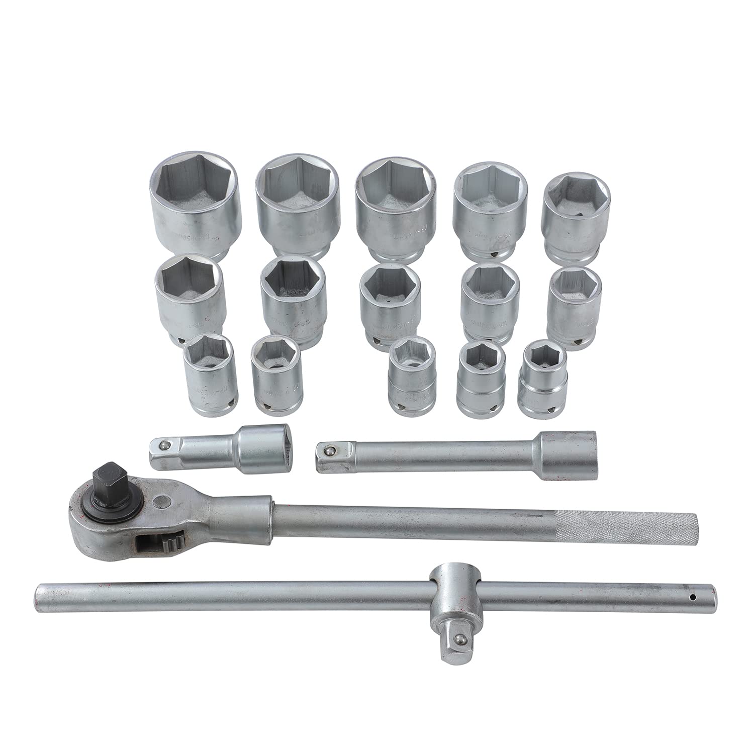KATSU Set di Chiavi a Bussola 3/4" 21 Pezzi, 19-50mm Metrico Esagonale a 6 Punte con Chiave a Cricchetto a 24 Denti in Custodia d'Acciaio, Attrezzi Meccanici Riparazione Automatica (Budget)