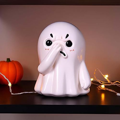 Miniatura 8 de Figura de fantasma de nariz sosteniendo divertida estatua de fantasma de Halloween para decoración de baño o estante, adornos espeluznantes, bonitas