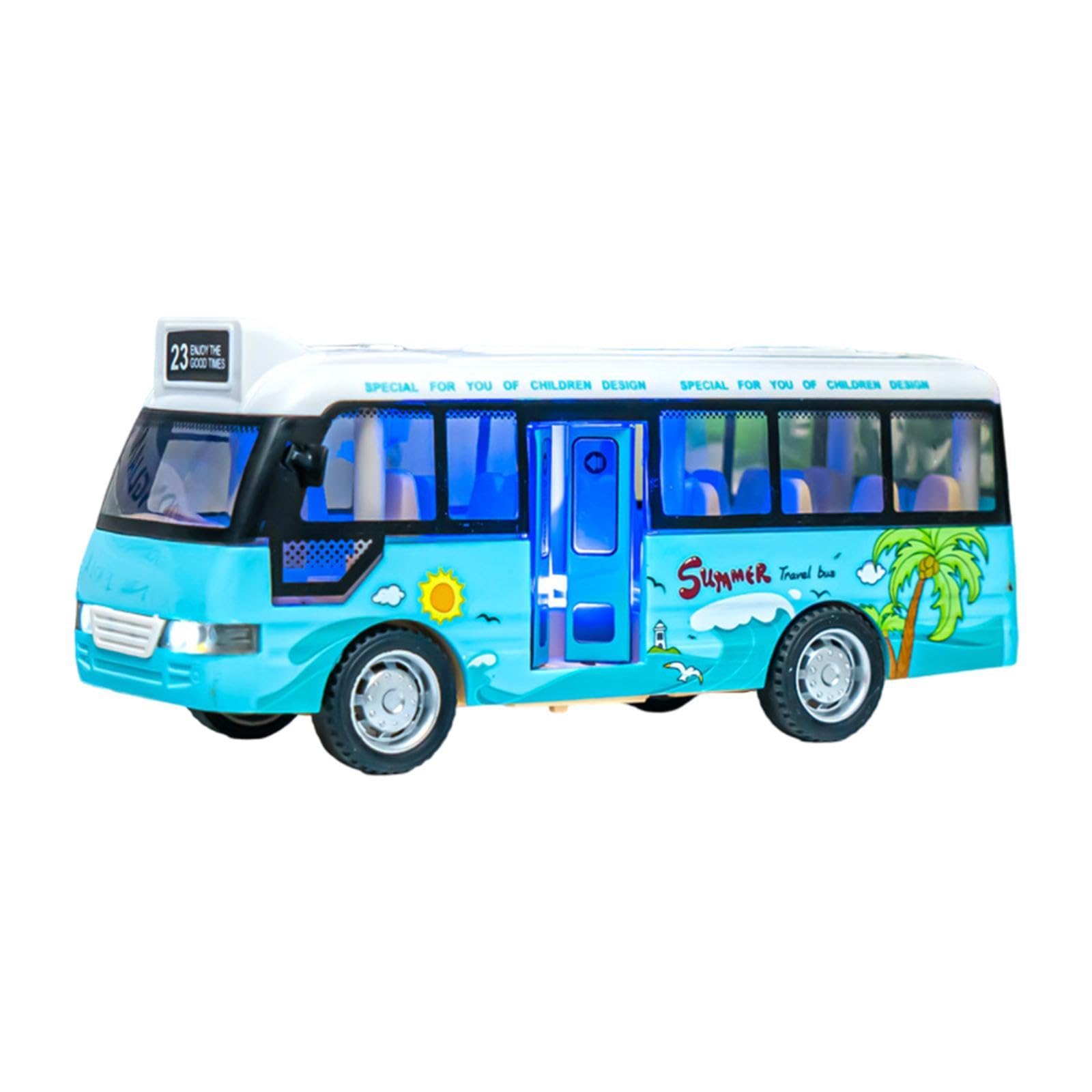 DuskHaven Spielzeugbus für Kinder, Trägheitsantrieb, Robustes Fahrzeug, Bus mit Geräuschen Und Lichtern, Spielzeugauto Modell für Jungen, Blau