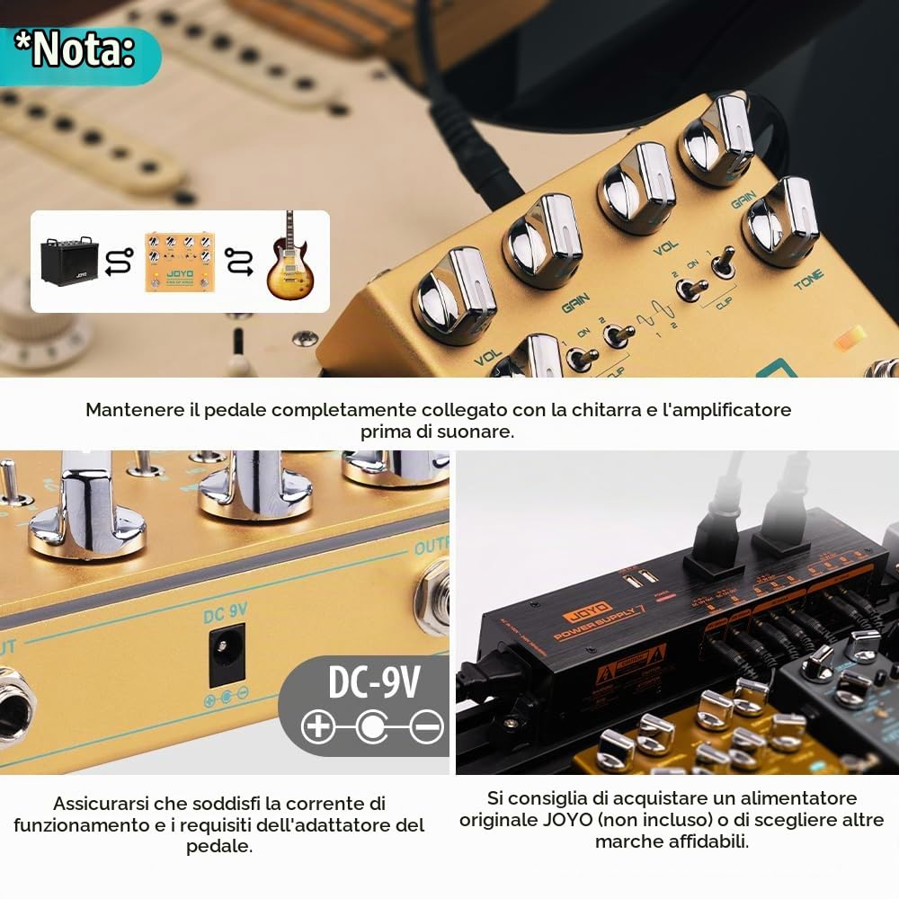 JOYO Dual Crunch Pedale effetto Overdrive con circuito analogico puro con ritaglio indipendente per chitarra elettrica - True Bypass (King of Kings R-20)