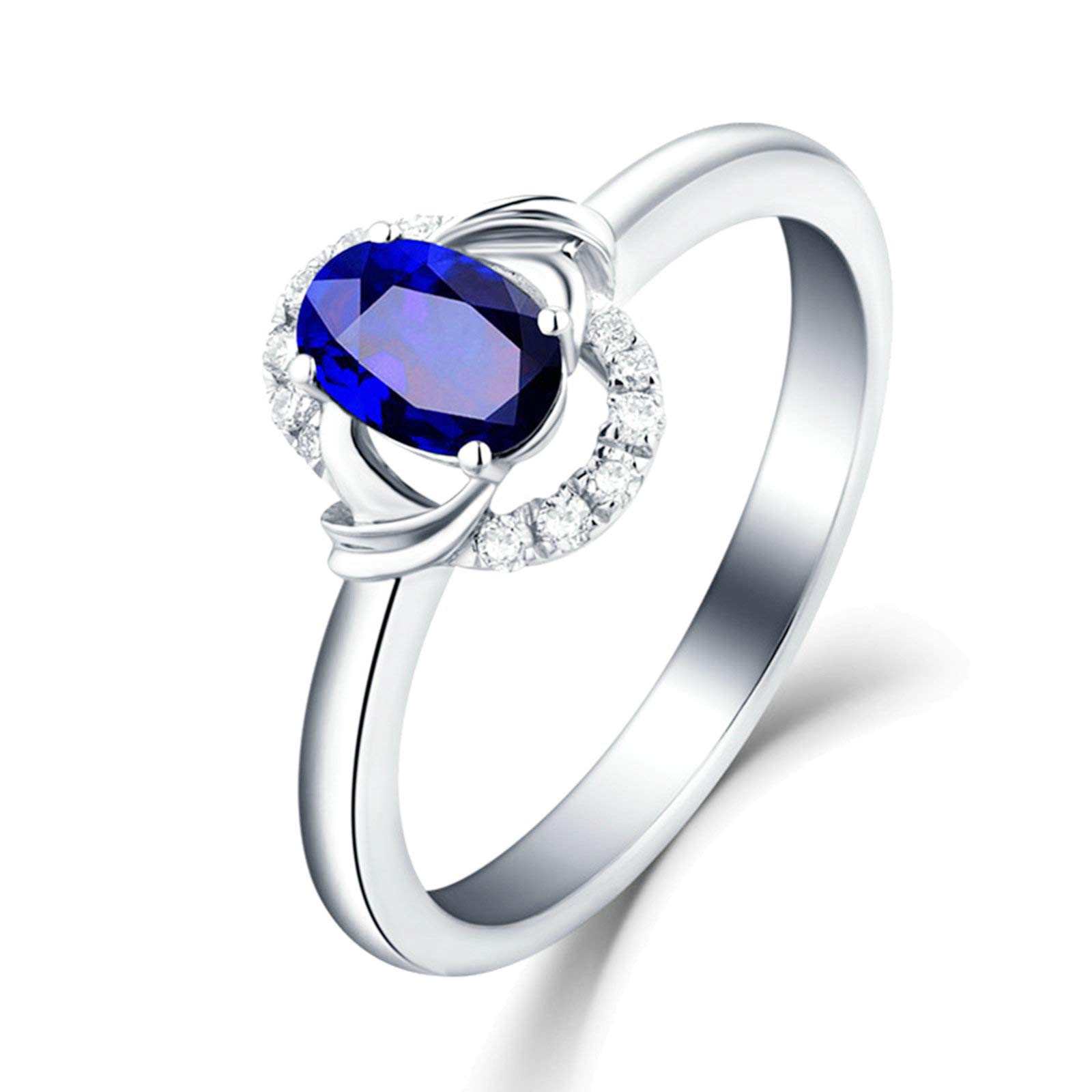 Beydodo Obrączki ślubne 18 karatów, owalne, z szafirem 0,48/0,97/1,37/2,22 ct, pierścionek zaręczynowy dla kobiet z diamentem e białe złoto, 49 cm (15,6 cala), colore: 2.22ct, cod. TLLWGZ2561