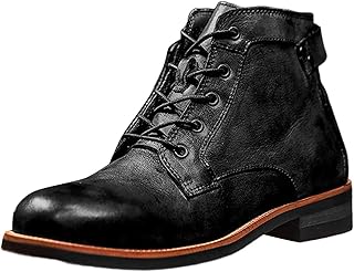 Botas de moto para hombre, color marrón, vintage, de piel, con cordones, para hombre, estilo motorista, para trabajo y o...