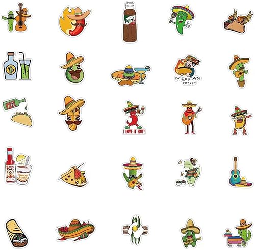 Miniatura 4 de Calcomanías de comida mexicana  50 calcomanías de vinilo impermeables para botellas de agua, bicicleta, laptop, refrigerador, equipaje, teléfono