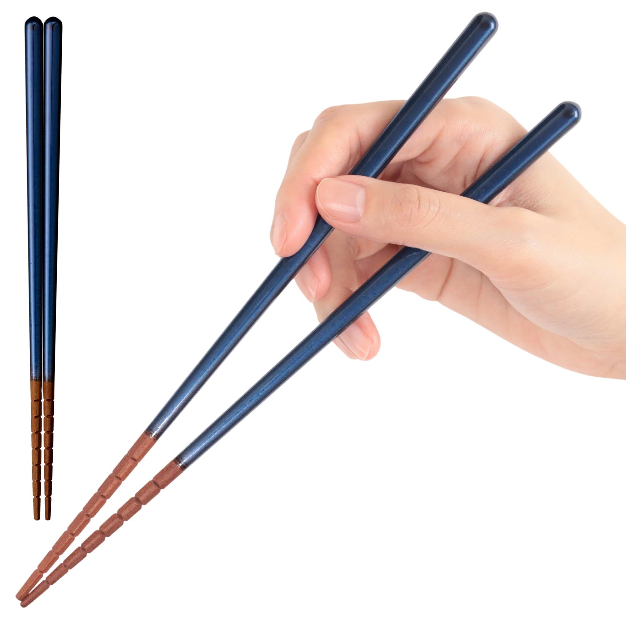 FlaColle Non-Slip Wooden Chopsticks Blue 9.1in Dishwasher Safe Made in Japan