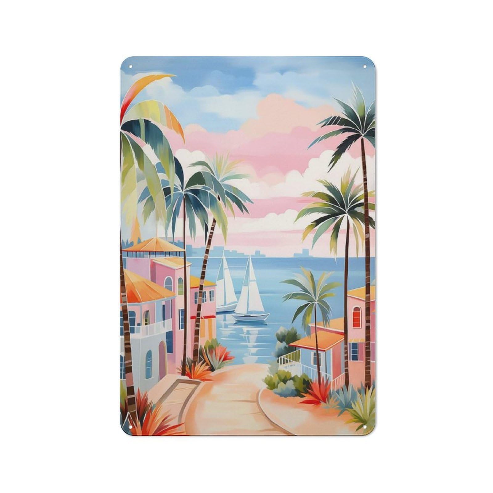 Junmoney Coastal Matisse Art Vintage Cafe Metal Sign 30X20cm Featuring Bistro Wall Plaque For Cafe, Bistro, Bakery Or Restaurant