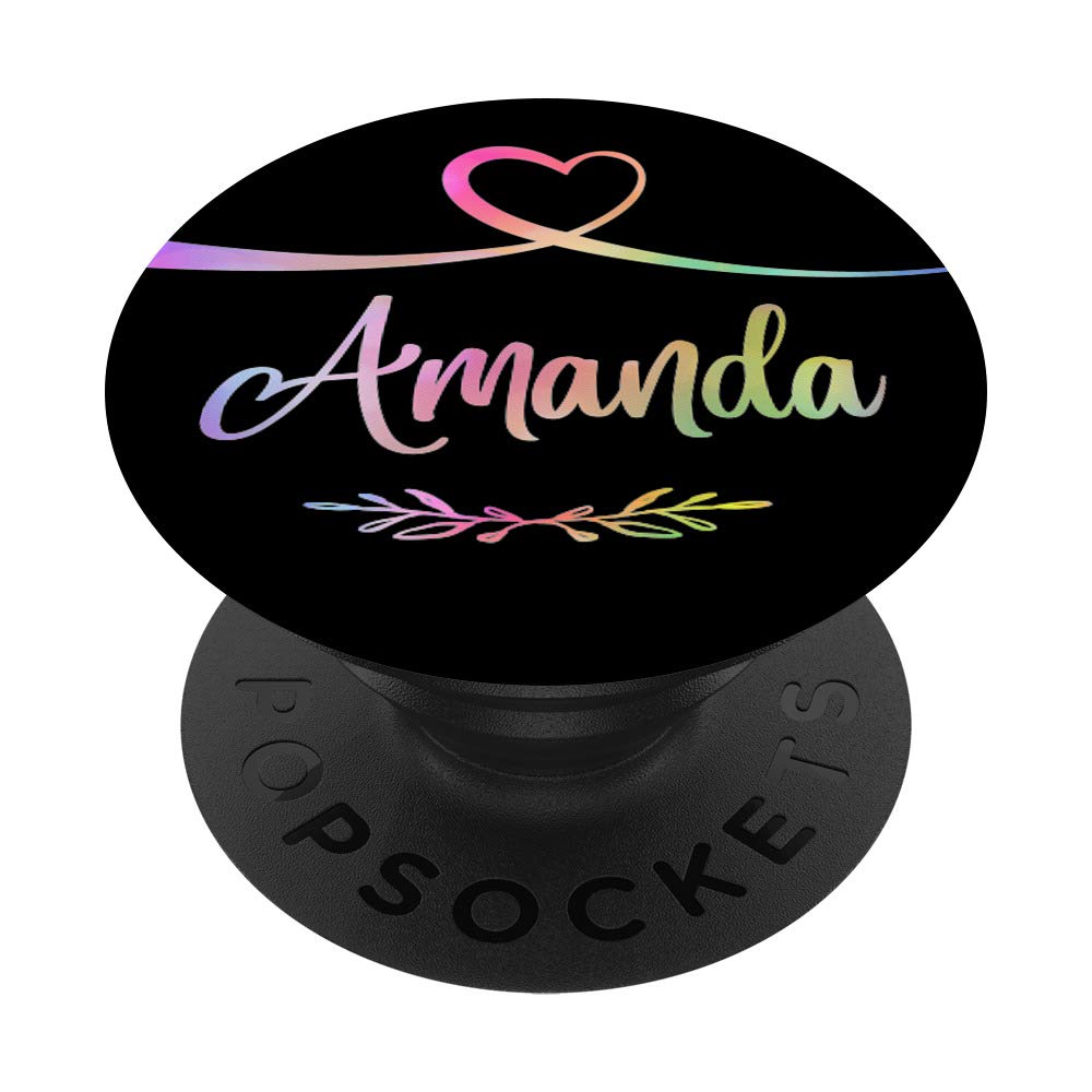 Teléfono Celular Pop Up Holder,Lindo Arco Iris Corazón Negro Letra A