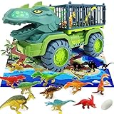 FUNSURE Dinosaur Truck Toys for 2-7 Years, Dinosaur Truck with 15 Dinosaur Figures and Activity Play Mat, Dinosaur Truck Toys to Improve Kids' Learning Ability, Birthday Gift for Boys.