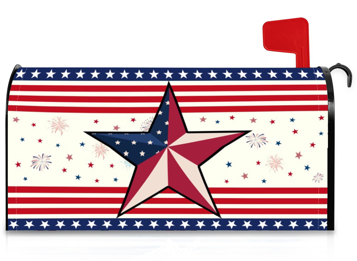 GICDSU American Flag Magnetic Patriotic Star Mailbox Cover Standard Size 18x21 Inch,Durable Waterproof Oxford Mailbox Wraps Letter Post for Holiday Garden Yard Decor