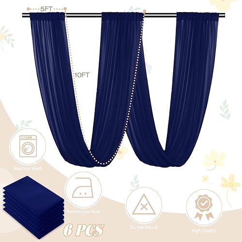 Miniatura 10 de FUHSY 6 paneles de cortinas de techo de gasa azul bebé, tela de cortina de arco de boda de 5 x 10 pies, kit de cortinas transparentes para toldo,