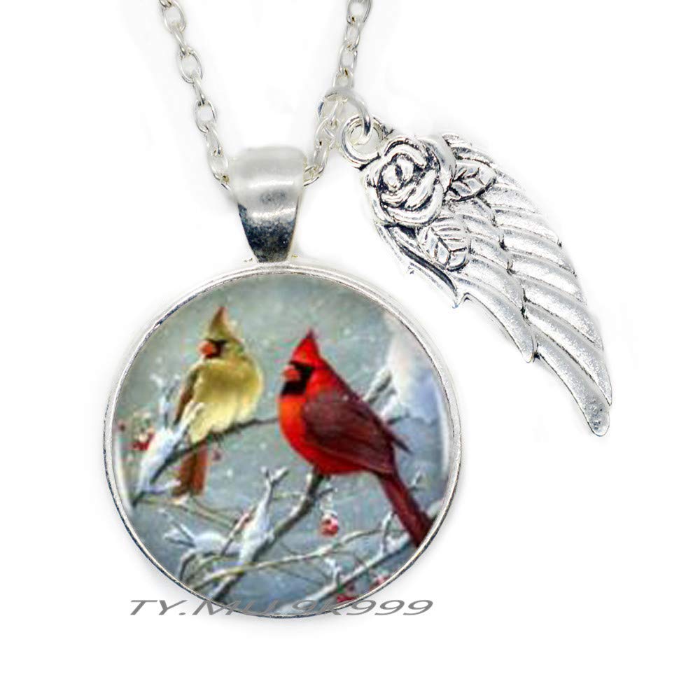 Yao0dianxku Cardinal Bird Heart Pendant Necklace Bronze Vintge Susan Bourdet Necklace for Women A Good Gift.Y007