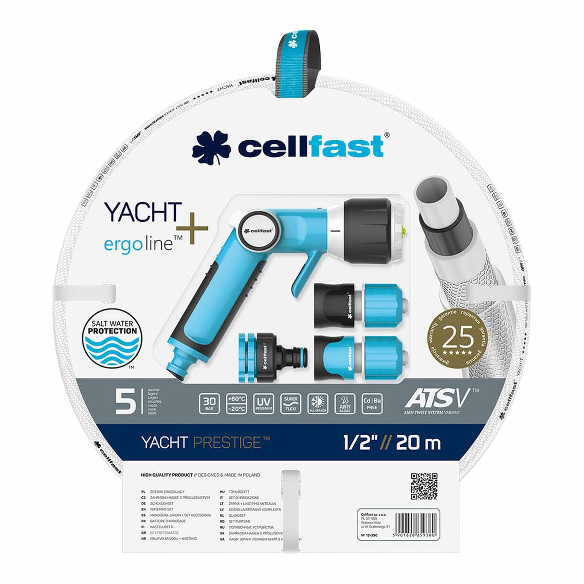 Cellfast Set de riego Yacht Prestige de diámetro 1/2"(12,5mm) con una Longitud de 20 Metros.