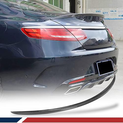 JC SPORTLINE Alerón de fibra de carbono para Mercedes Benz Clase S de 2 puertas S500 S550 S63 S65 Coupe 2014-2018 alerón de labio de maletero