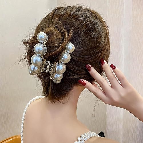 Miniatura 4 de Pinzas grandes para el cabello con perlas para mujeres, 1 pinza de sujeción fuerte para el cabello, pinzas antideslizantes para el cabello, pinzas