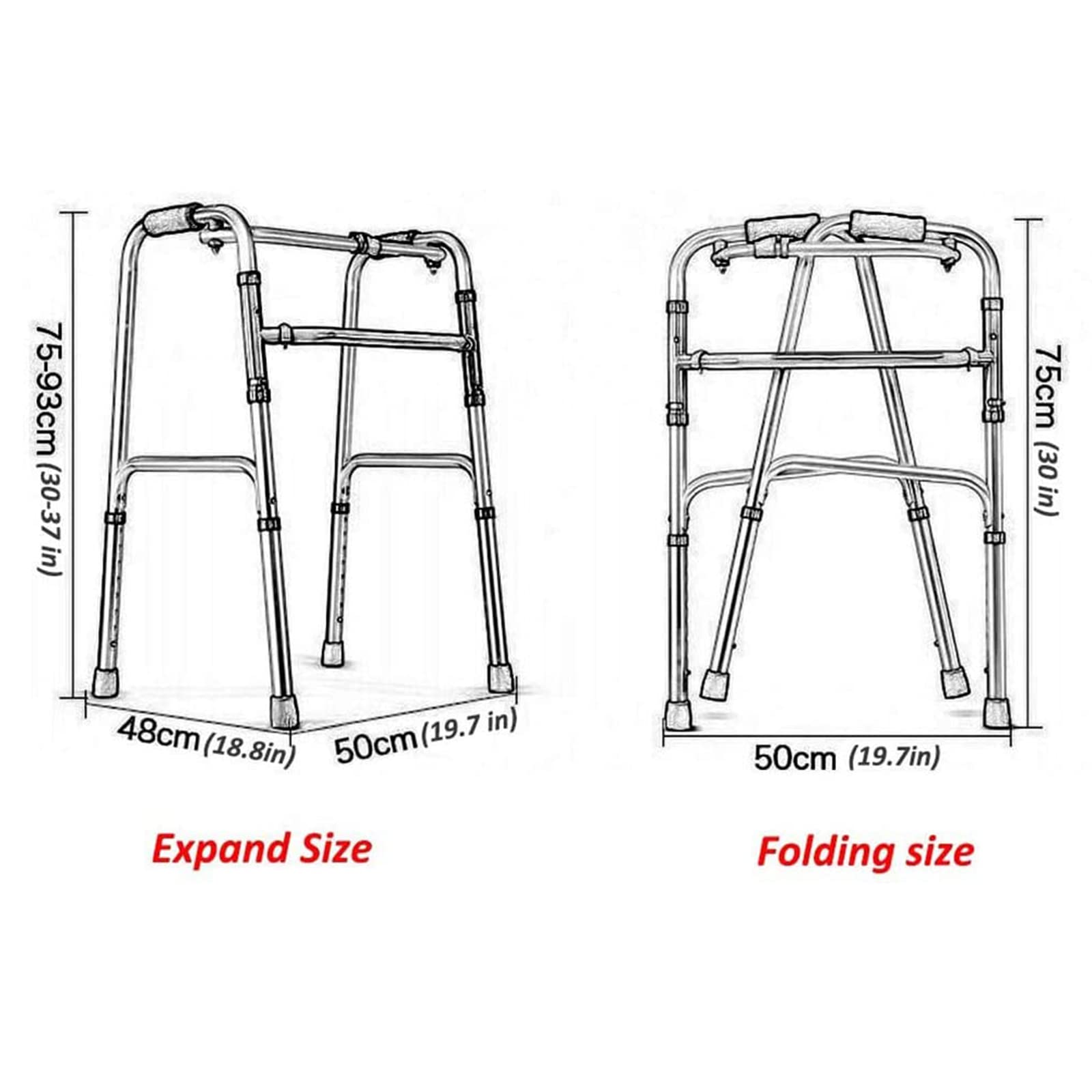 Andador Para Ancianos Con Dos Ruedas,Aluminio,Plegable,Regulable En Altura,Andadores Adultos
