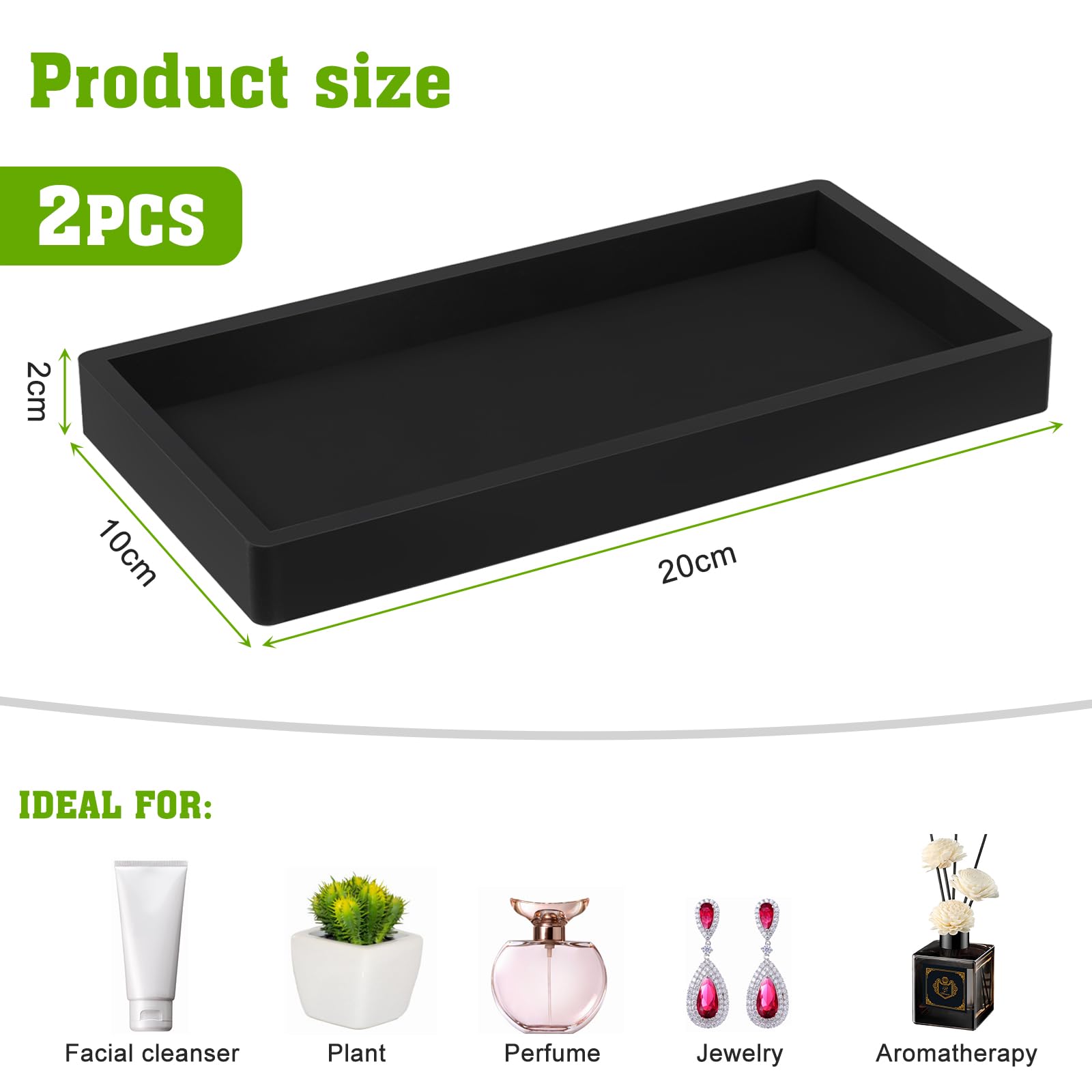 2 Stück Silikon Tablett Set - Schwarz Deko Tablett Für Badezimmer & Küche