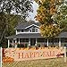 Large Happy Fall Banner - Thanksgiving Decor, Maple Leaves Pumpkin Banner, Autumn Party Outdoor & Indoor Decor Supplies (8.2 x 1.5 FT)