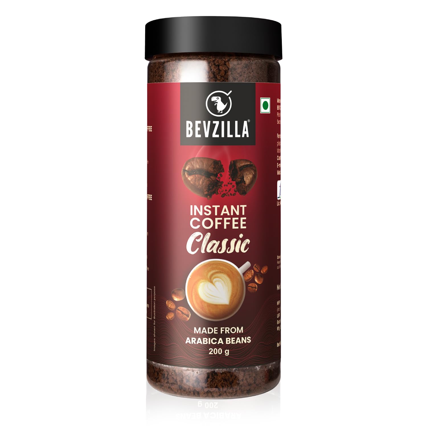 Bevzilla 200 Gram Classic Instant Coffee Powder Jar| Arabica Coffee | Best for Espresso, Latte & Cappucino | Hot & Cold Brews