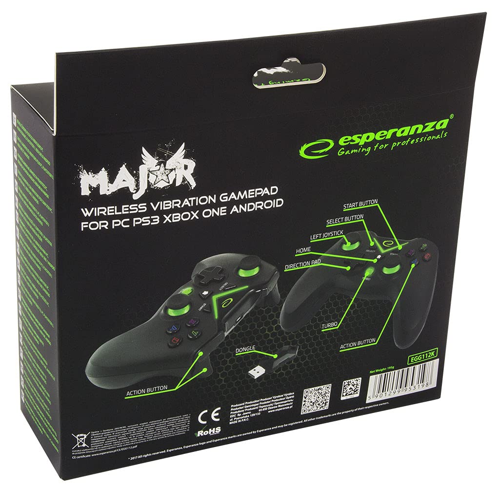 Esperanza EGG112K Game Controller Gamepad PS3 Xbox One PC USB 2.0 Black