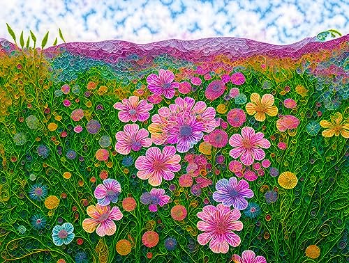 Toile Tie-dye Meadow SERENDIPITP affiche murale poétique style Whimsical pour s'évader