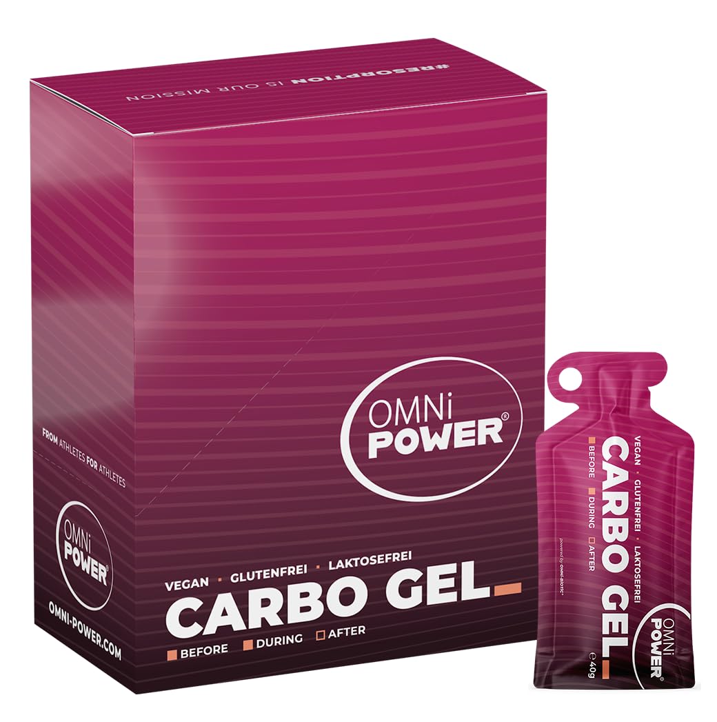 OMNi POWER Carbo Gel (12er Pack) | Energygel für schnelle und einfache Energie | Innovative gelartige Textur | 25 g Kohlenhydrate pro Portion | Geschmacksneutral | Vegan | 12 x 40 g Gel