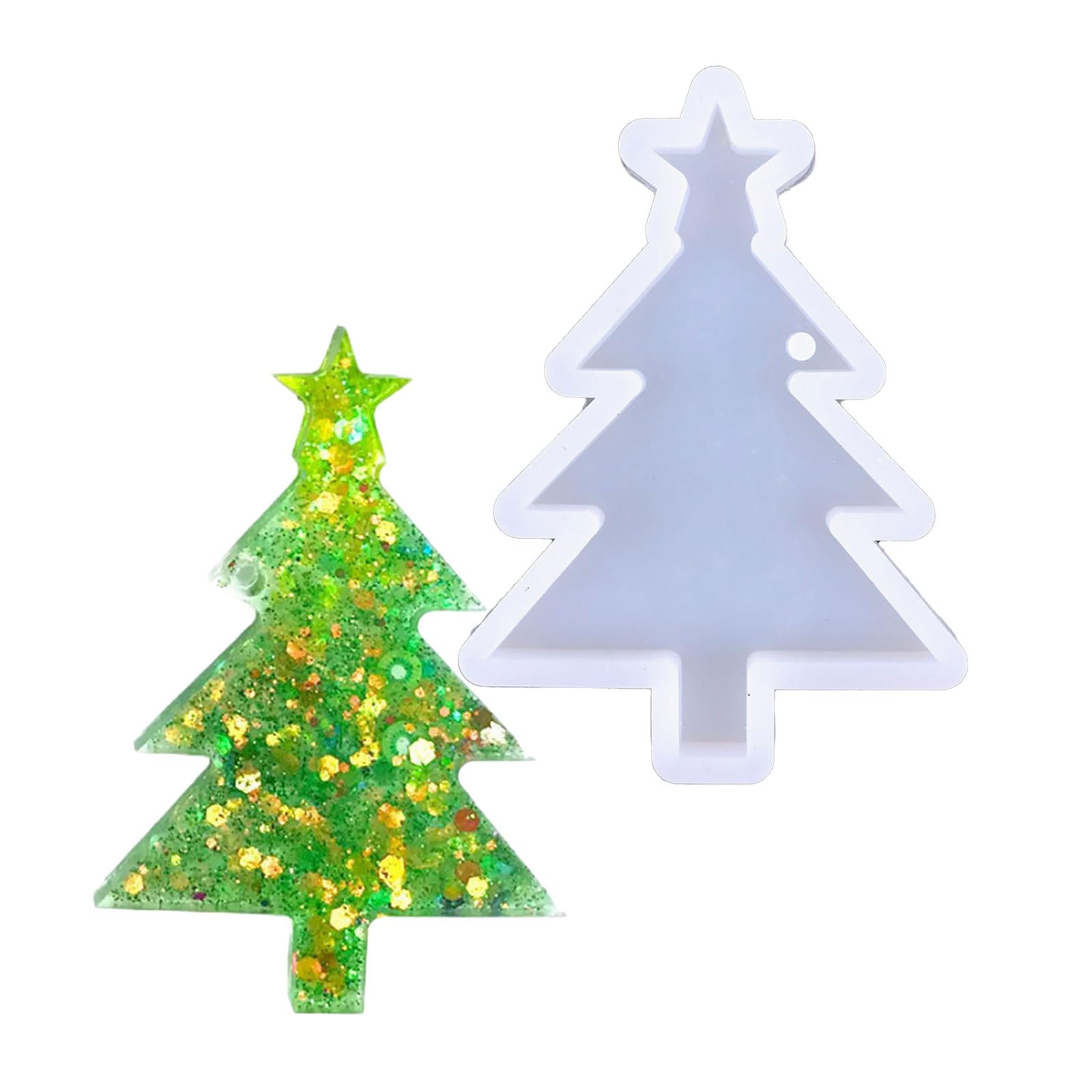 Yhplxyuus Silicone Christmas Tree and Star Molds for Resin Keychains Making Seasonal Ornaments Projects Star Shaped Christmas Tree Mold