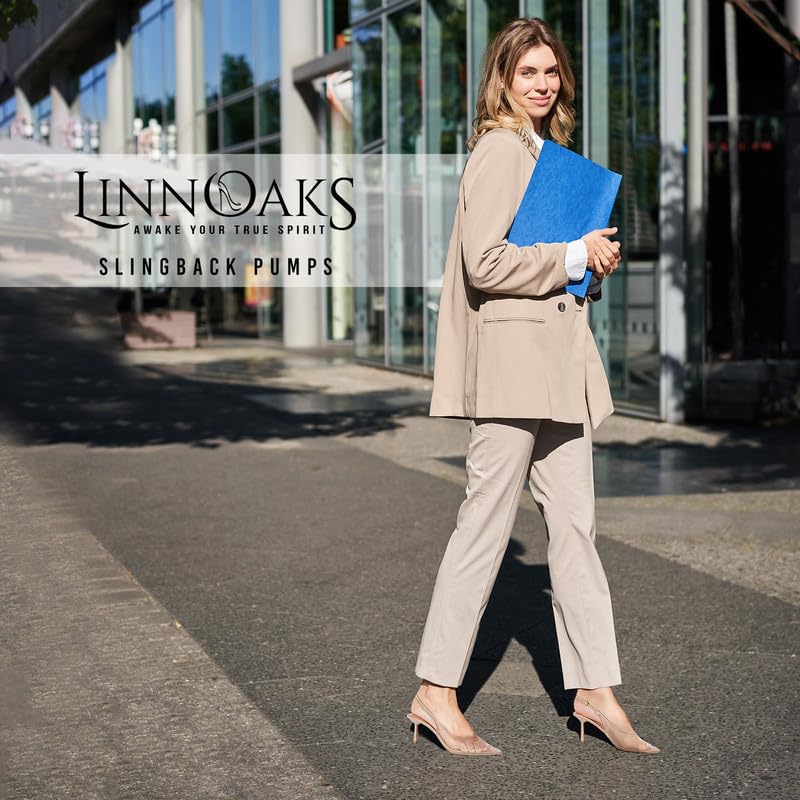 LinnOaks Mesh Kitten Heels Slingback Pumps Pointed Toe Slip On Wedding Dress Shoes4