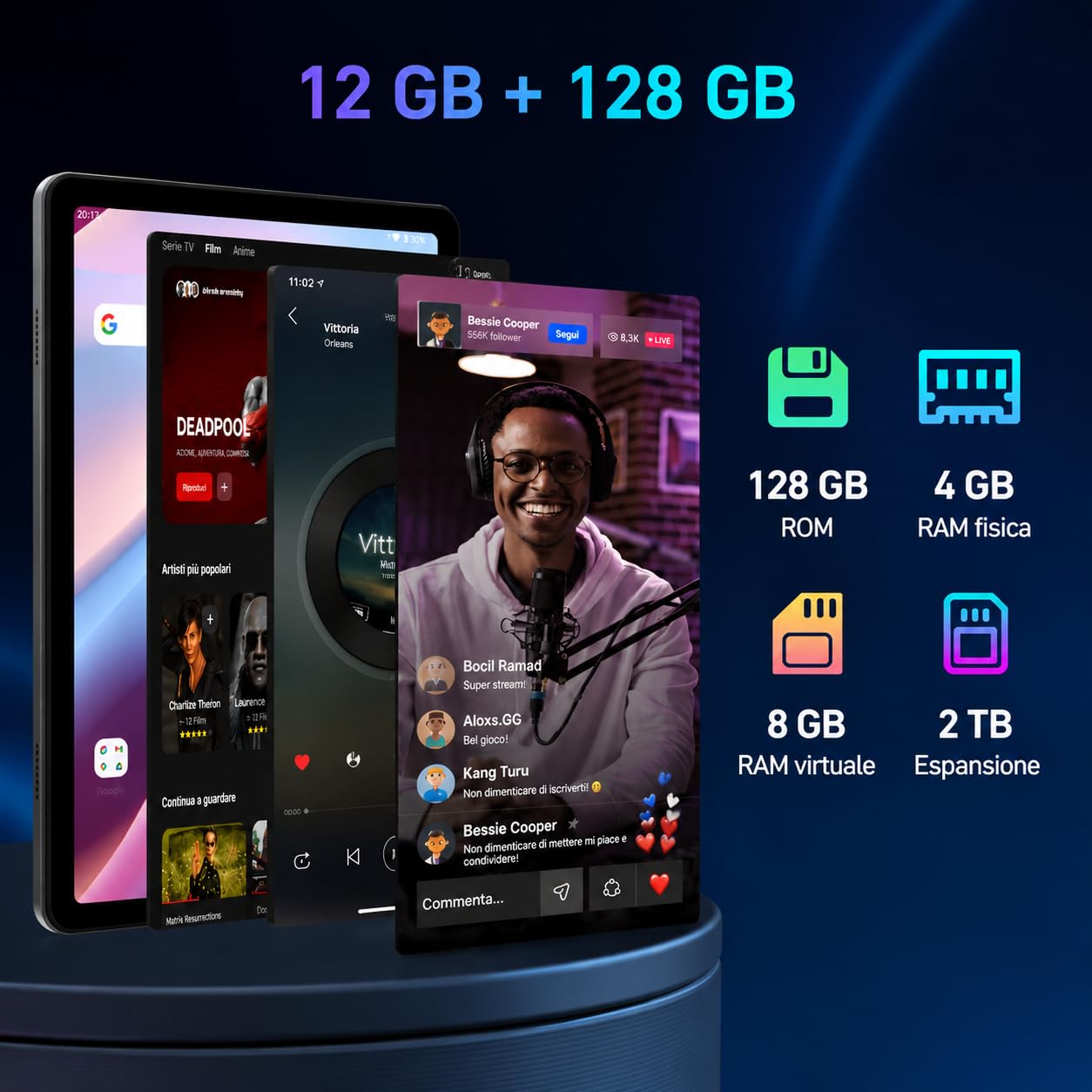 TABWEE 2026 Android Tablet 10 Pollici, 12GB RAM + 128GB ROM (TF 2TB) | Tablet Economico Adatti ad Anziani, Bambini e Studenti, Widevine L1, 6000mAh, WiFi 5G & BT 5.0