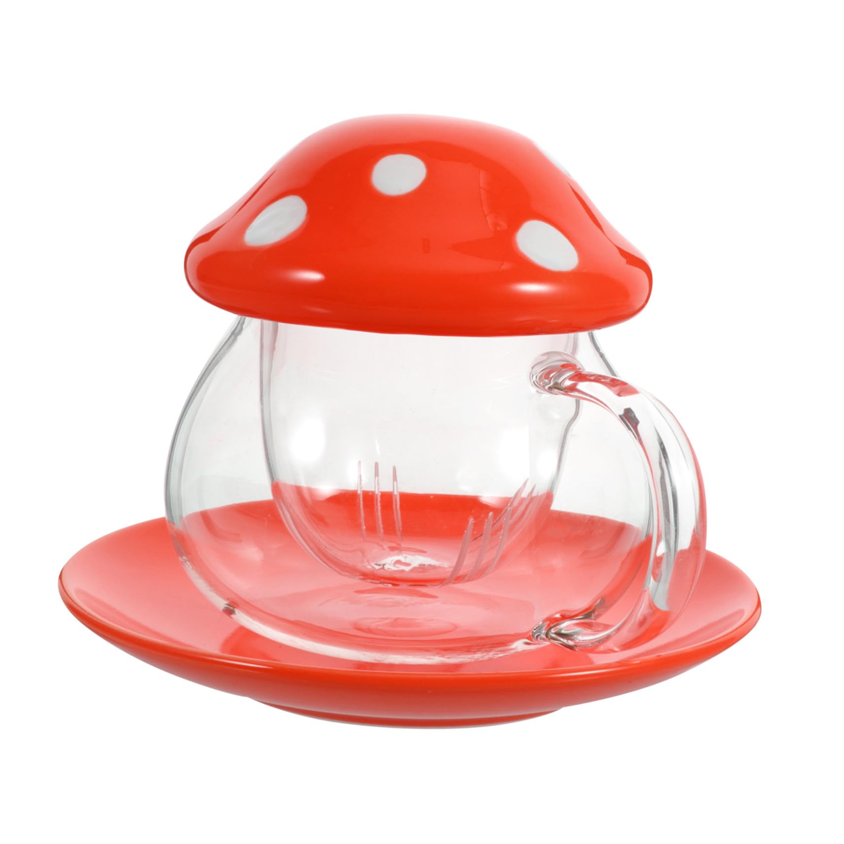 TEHAUX Taza para Té Infusor de Cerámica y Vidrio Forma de Hongo, Asa Ergonómica, Adecuado Hogar y Disfrutar Infusiones Delicadas