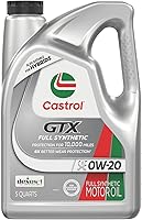 Castrol GTX Full Synthetic 0W-20 Motor Oil 5 Quart - 6X Wear Protection, Sludge Fighting Formula