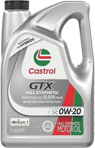 Castrol GTX Full Synthetic 0W-20 Motor Oil, 5 Quarts