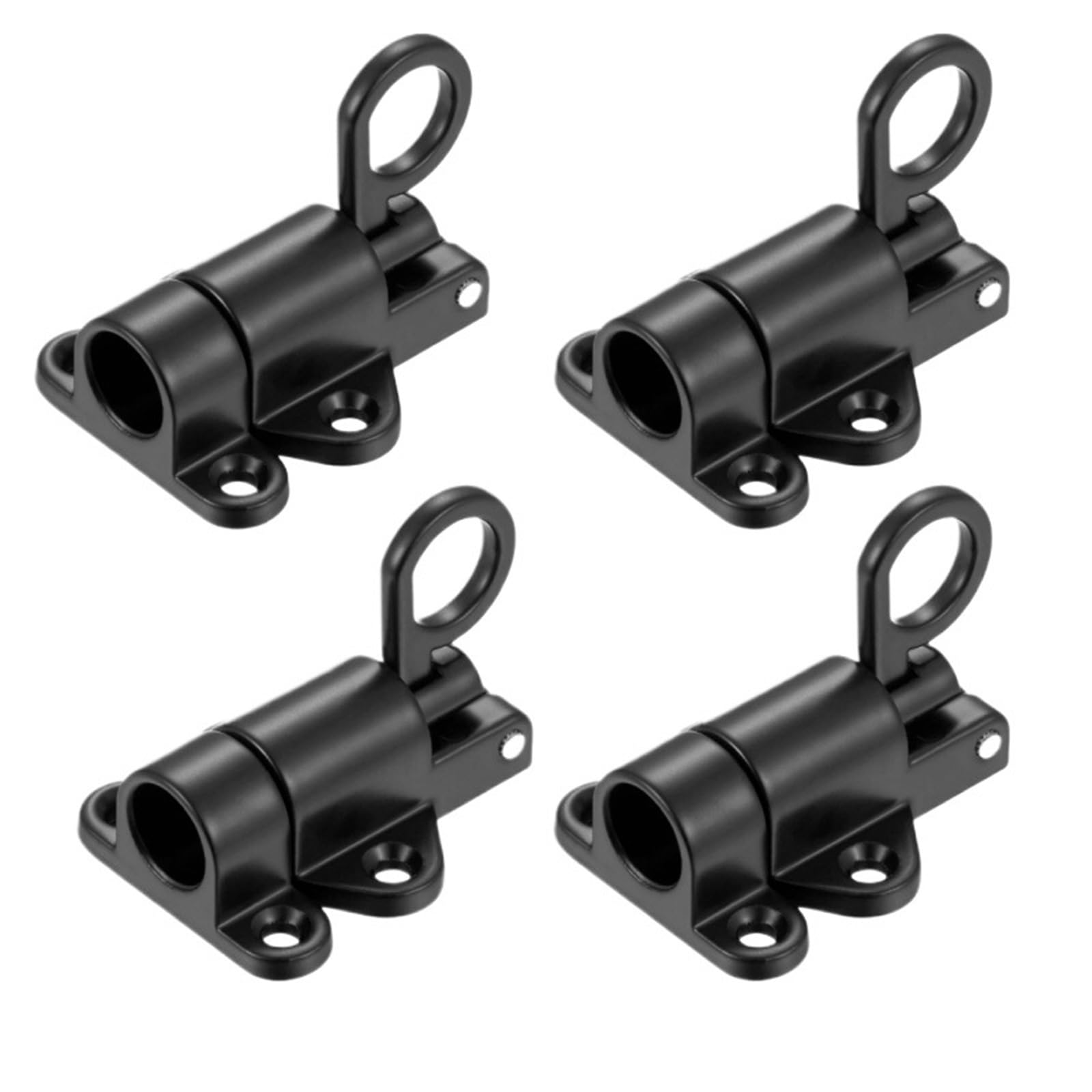 4 pestillos de cierre automático aleación aluminio for ventanas, puertas, seguridad, anillo tiro, resorte, rebote, perno puerta Para Puertas(Black)