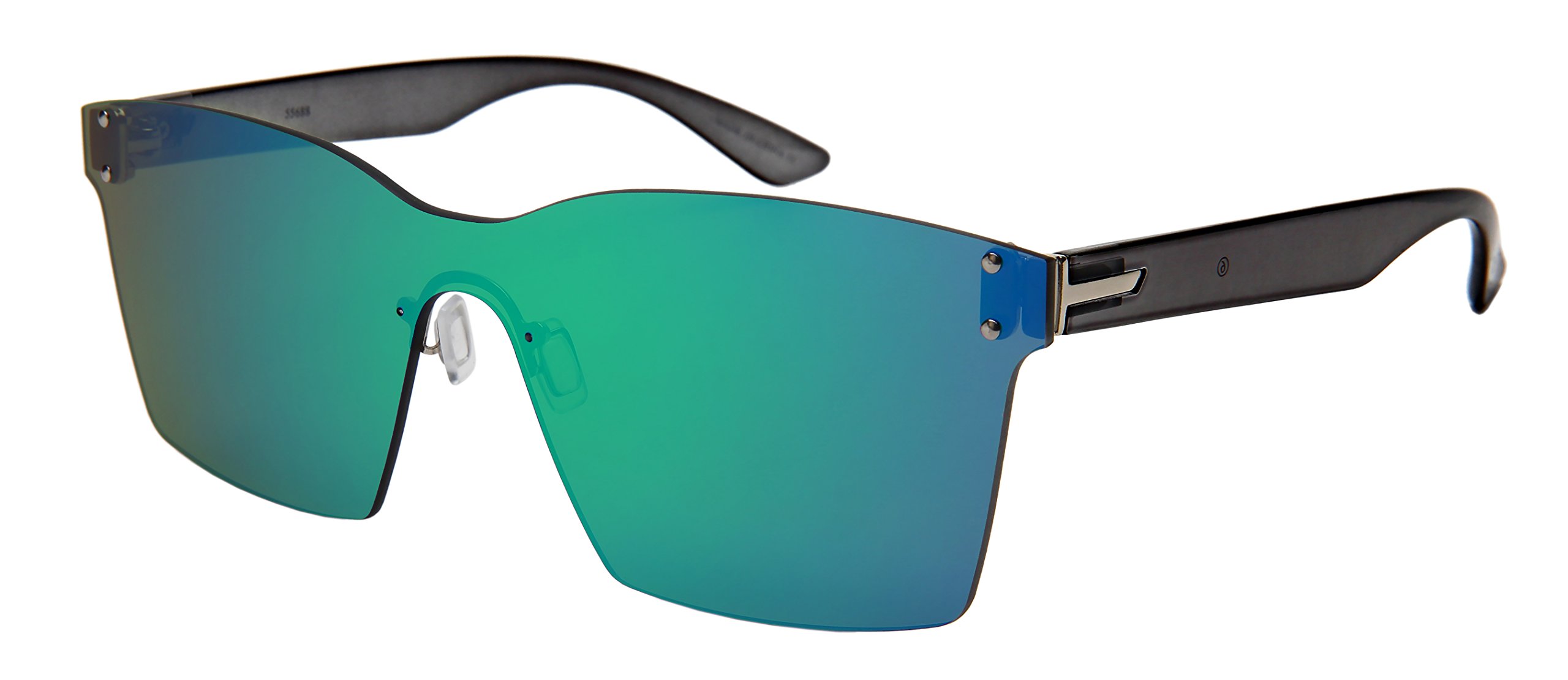 EDGEIWEAR Futuristic Rimless Sunnies w/One Piece Flat Mirrored Lens 55688-FLREV