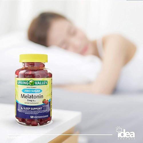 Miniatura 4 de Spring Valley - Paquete de 5 mg de melatonina sin azúcar, 120 gomitas de apoyo para el sueño, paquete de suplemento dietético para dormir bien, guía